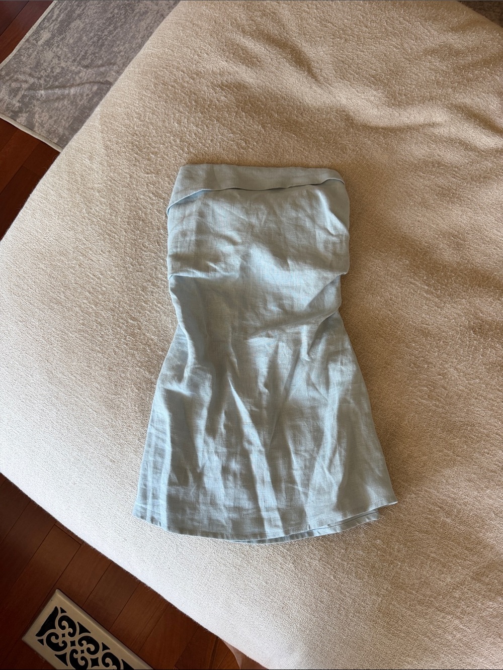 🩵Faithfull the Brand Light Blue Strapless Linen Tunic Tank Top - Picture 2 of 7